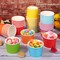 60 Pack 8 Ounces Ice Cream Paper Cups with Lids Disposable Paper Dessert Bowls Ice Cream Containers Sundae Snack Party Supplies Treat Soup Cups for Camping, Trips, Picnics, and Events
